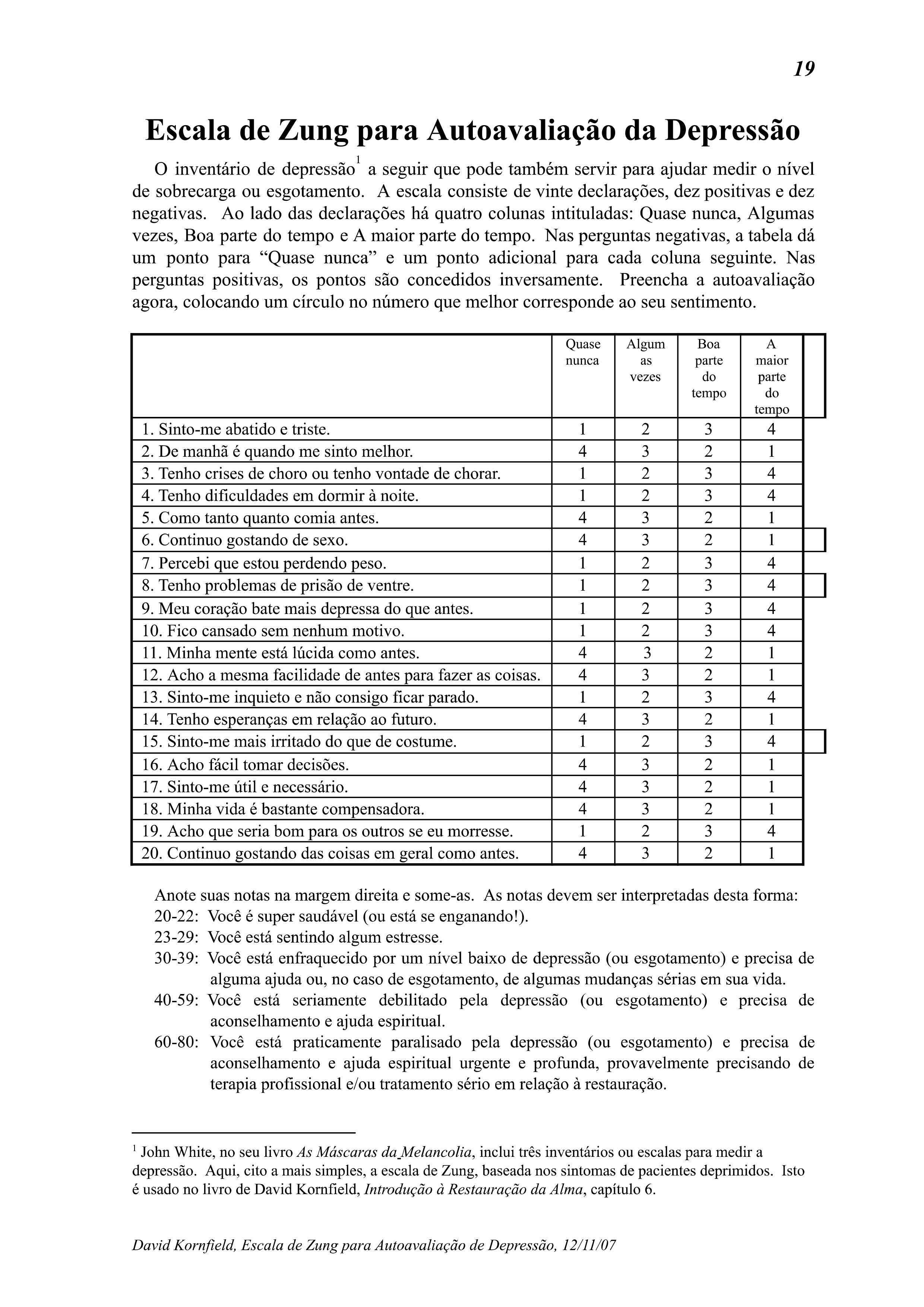 Depressao - Questionario Diagnostico